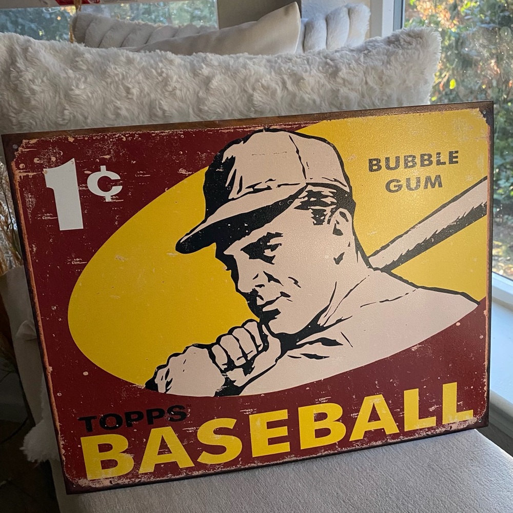 Topps Original Baseball 1 Cent Bubble Gum Metal Wall Art Tin Wall Art